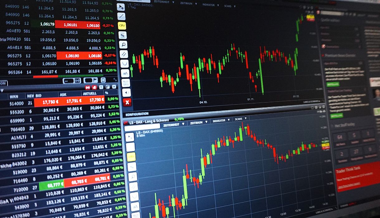 Real-time stock market charts showing ETF and crypto trading performance for Bitcoin and Ethereum in 2025.