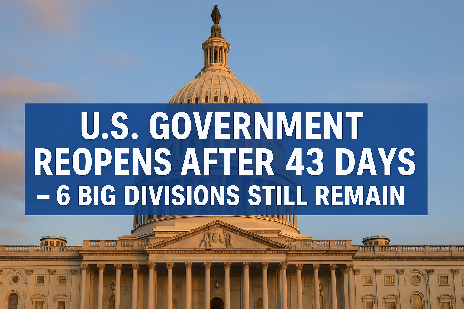 U.S. Government Reopens After 43 Days — 6 Big Divisions Still Remain
